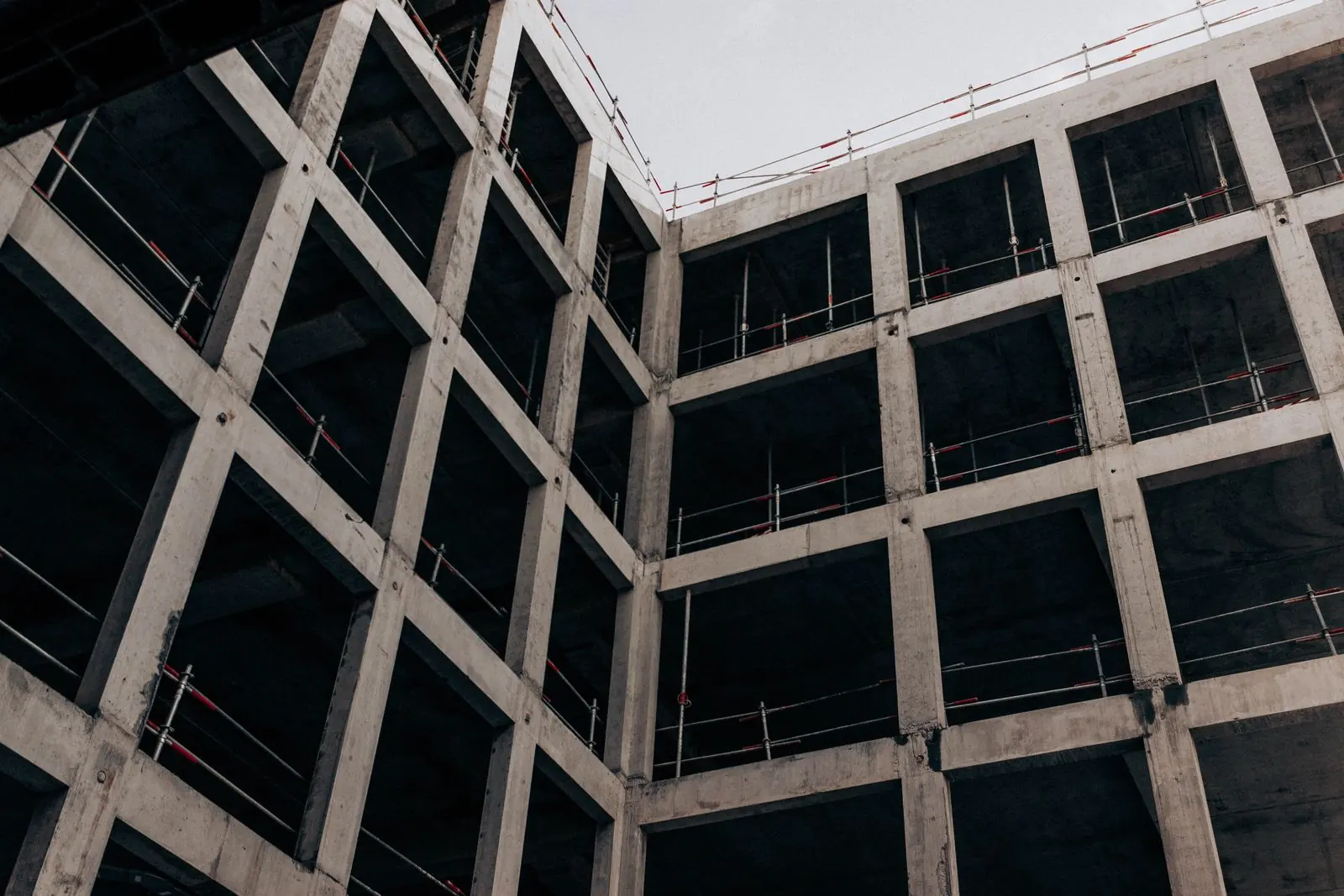 Concrete building structure during construction
